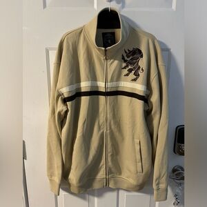 Y2K Ecko Unlimited Tan The Royal Rhino Track Jacket XL Streetwear Oversized EUC